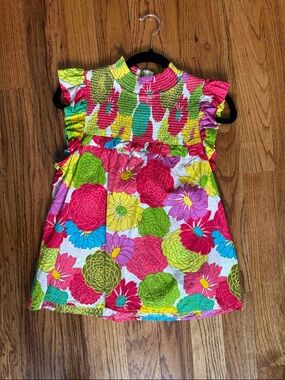 THML Multicolor Floral Smocked Top — Pink, Yellow, Green, Blue